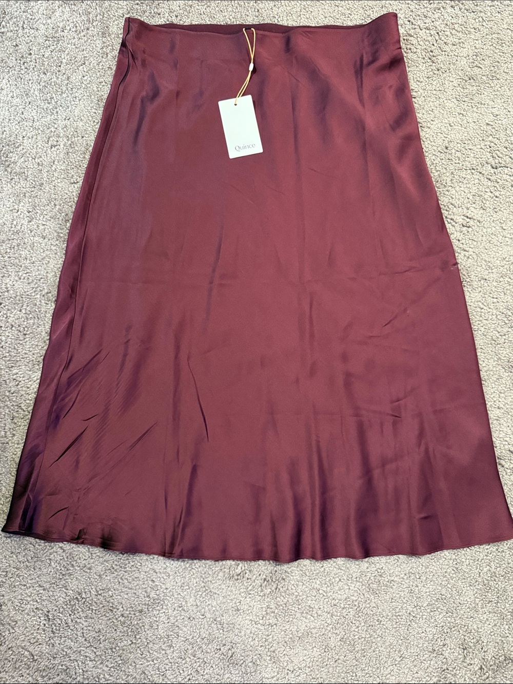 NWT Quince Silk Midi Skirt in Deep Burgundy